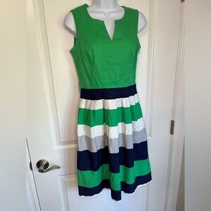 Banana Republic Green Blue and White Striped Sleeveless Dress